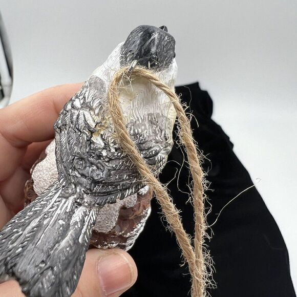 Large Bird Sparrow Ornament Ceramic Hanging Dimensional Mixed Media Bird - Picture 4 of 6